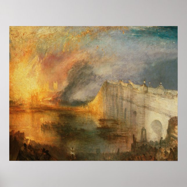 Póster Joseph Mallord William Turner - El incendio de (Frente)
