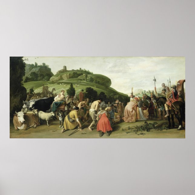 Póster Joseph recibe a su padre en Egipto, 1628 (Frente)