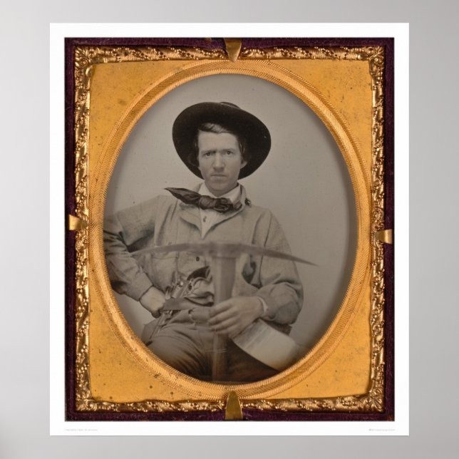 Póster Joseph Sharp, con un hacha, una sartén y una pisto (Frente)