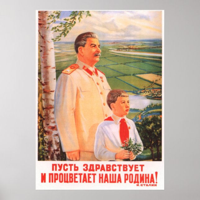 Póster Joseph Stalin, poster de propaganda soviético (Frente)
