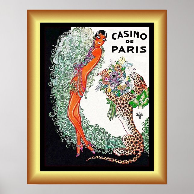 Póster Josephine Baker/Mascota Cheetah/Casino de París/19 (Frente)