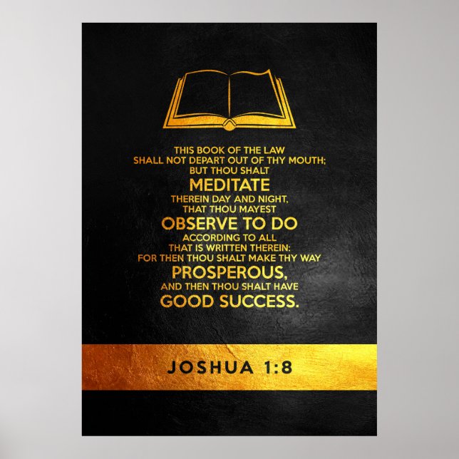 Póster Joshua 1:8 Biblia Verse (Frente)