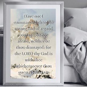 Póster Joshua 1:9 Biblia Verse Animación Cristiana
