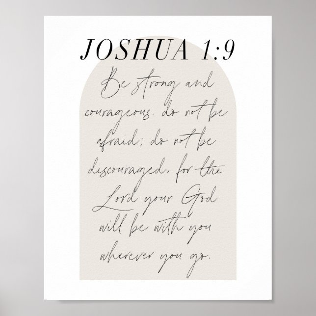 Póster Joshua 1:9 Guión mínimo para el arco pekinés (Frente)