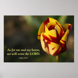 Póster Joshua 24:15 Tulipán rojo y amarillo
