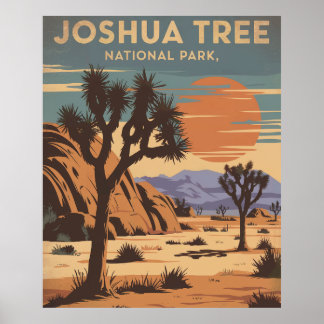 Póster Joshua Tree california paisaje desierto atardecer