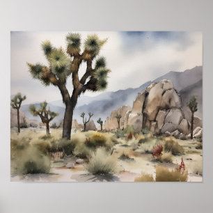 Póster Joshua Tree Watercolor Art Print Poster