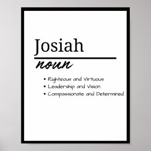 Póster Josiah, definición de nombre personalizado de niño