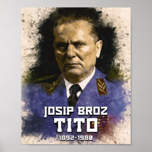 Póster Josip Broz Tito 1892 - 1980 Retrato de color SFRJ
