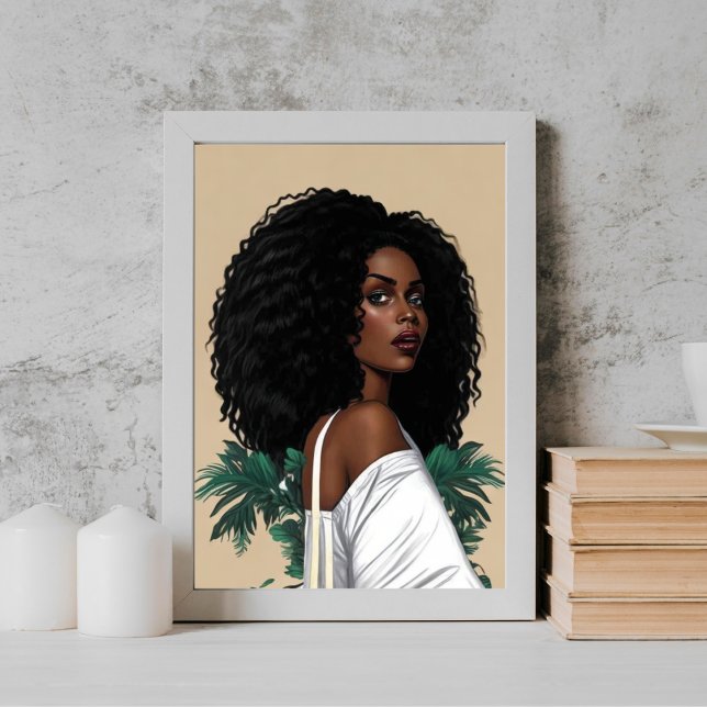 Póster Joven chica afro negra moderna ilustra (Subido por el creador)
