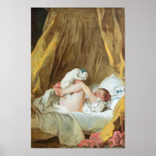 Póster Joven Chica con su perro - Fragonard