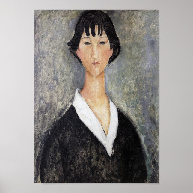 Póster Joven Chica de Black Haired, Modigliani (Frente)