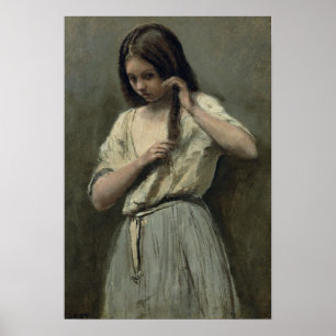 Póster Joven Chica en su inodoro