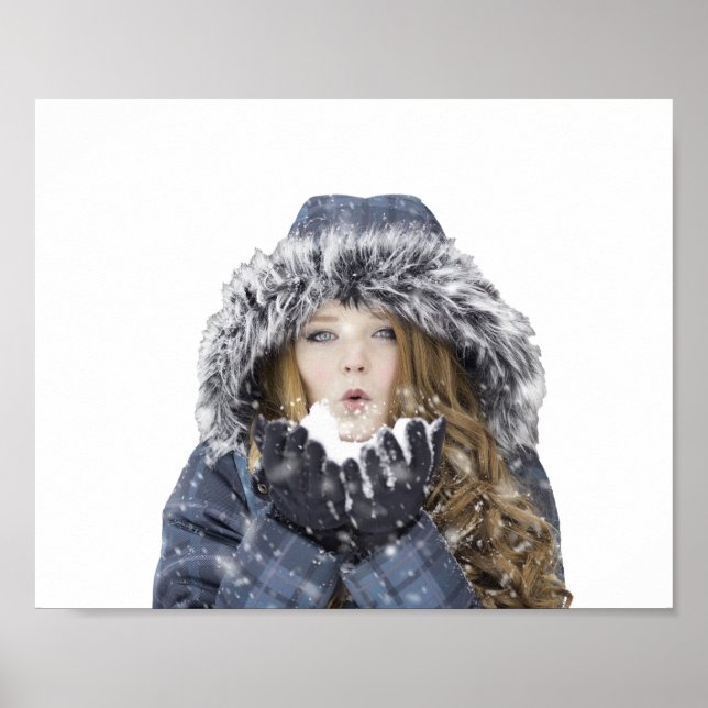 Póster Joven chica hermoso en invierno (Frente)