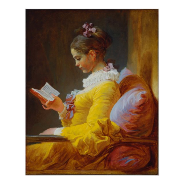 Póster Joven Chica leyendo por Jean-Honore Fragonard (Anverso)