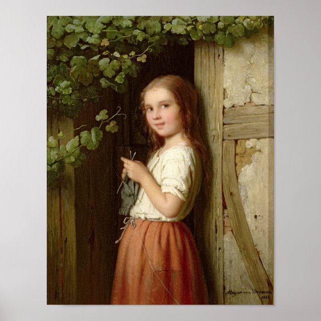 Póster Joven Chica parada en un punto de entrada, 1863 (Frente)