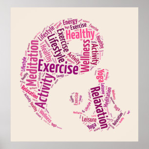 Póster Joven chica practicando yoga bajo el símbolo Yin Y