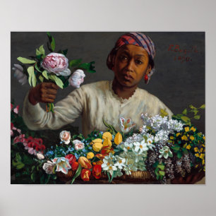 Póster Joven con peonías de Frederic Bazille