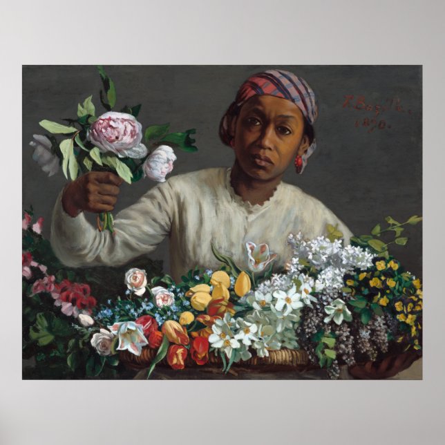 Póster Joven con Peonies Frédéric Bazille Bella Artes (Frente)