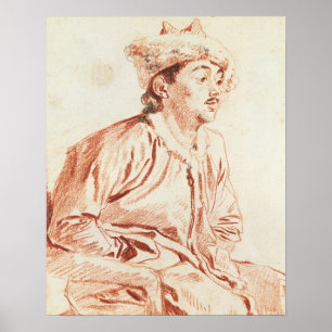 Póster Joven con traje oriental (dibujo)