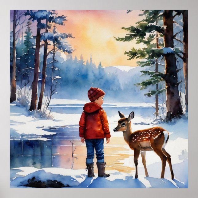 Póster Joven con un venado de carne (Frente)