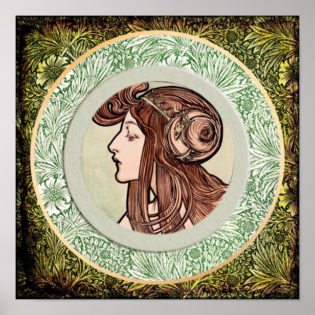 Póster Joven de Alphonse Mucha (Frente)