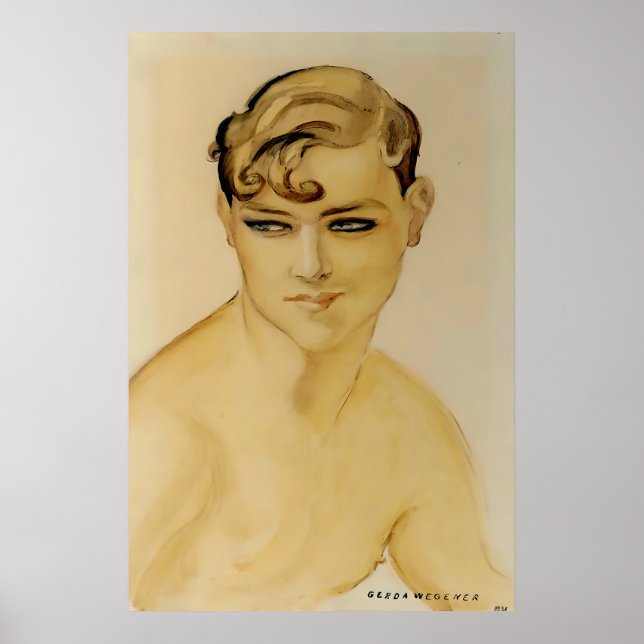 Póster Joven de Art Decó desnudo" por Gerda Wegener (Frente)