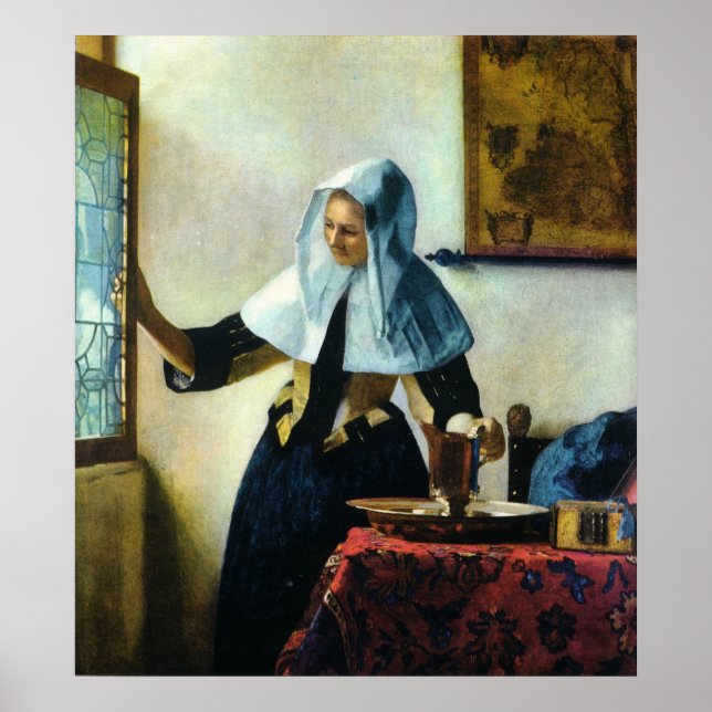 Póster Joven de Vermeer con lanzador de agua aproximadame (Frente)