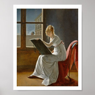 Póster Joven dibujando junto a una ventana