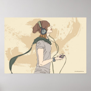 Póster Joven escuchando música