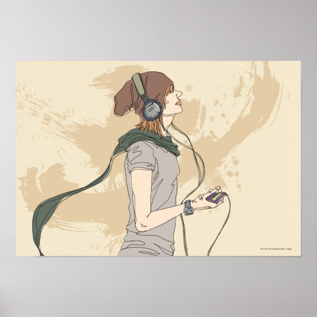 Póster Joven escuchando música (Frente)