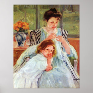Póster Joven madre cosiendo por Mary Stevenson Cassatt