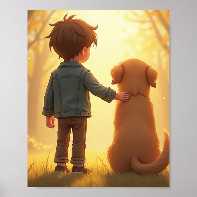 Póster Joven muchacho y su perro (Frente)