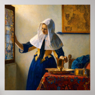 Póster Joven mujer con una jarra de agua de Vermeer