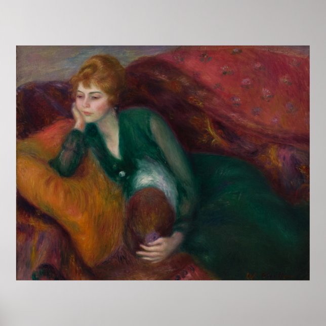 Póster Joven mujer en verde, William James Glackens (Frente)