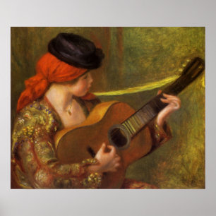 Póster Joven mujer española con una guitarra de Pierre Re