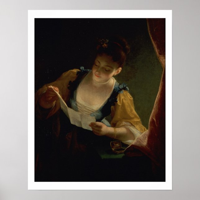 Póster Joven mujer leyendo una carta (óleo sobre lienzo) (Frente)
