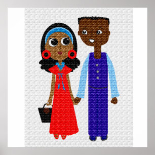 Póster Joven Poster de parejas afroamericanas