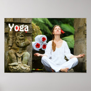 Póster Joven practica yoga