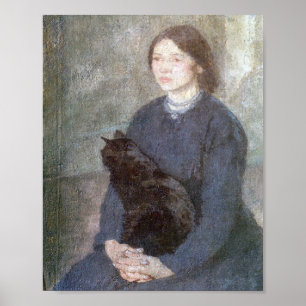 Póster Joven sosteniendo un gato negro - Gwen John