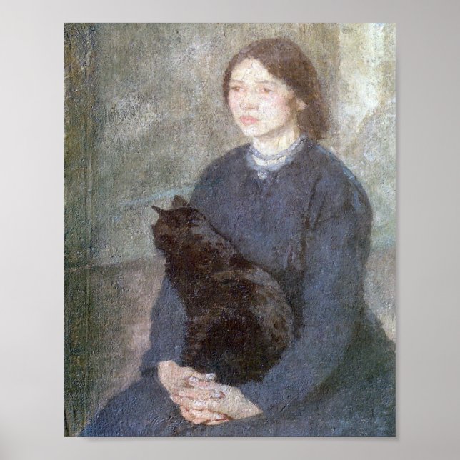 Póster Joven sosteniendo un gato negro - Gwen John (Frente)