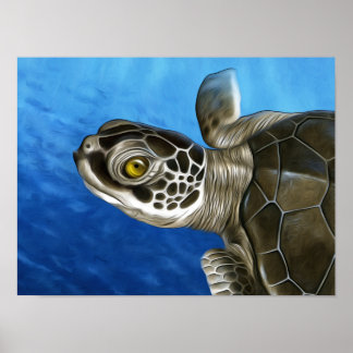 Póster Joven tortuga verde estilizada