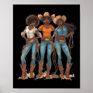 Póster Jovencita Occidental Rodeo Junetdecia Melanin Negr