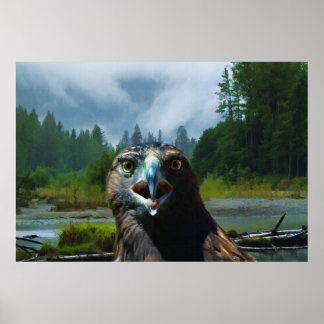 Póster Jóvenes águilas baldosas y río Misty Alaskan
