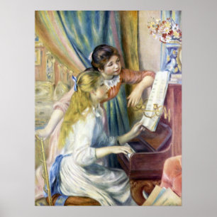 Póster Jóvenes Chicas en el piano por Pierre Renoir