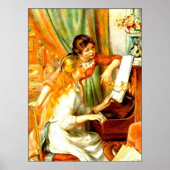 Póster Jóvenes Chicas en el Poster Piano (en muchos tamañ (Frente)
