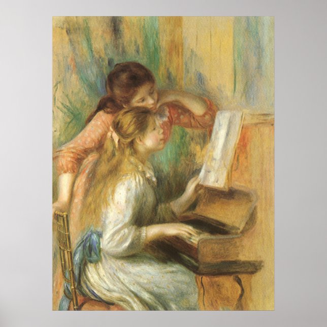 Póster Jóvenes Chicas en Piano por Pierre Renoir (Frente)