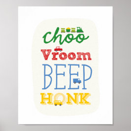 Póster Jóvenes Juguetes Transporte Autobús Tren Nursery A