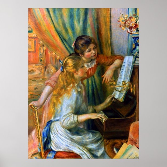 Póster Jóvenes muchachas en el piano de Pierre Renoir (Frente)