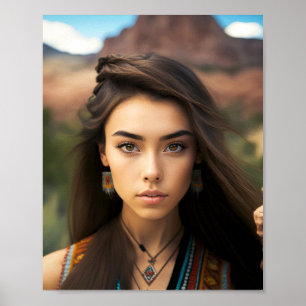 Póster Jóvenes Mujeres Nativas Estadounidenses